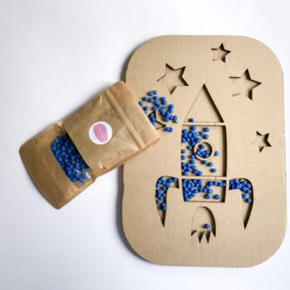 Sensokarton rakieta z farbowaną ciecierzycą